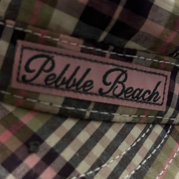 Pebble Beach By The Game Plaid Pink Brown Beige Cadet Hat Adjustable - Picture 2 of 8